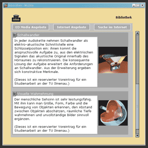 Screenshot der Bibliothek